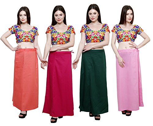 Image of Pistaa's combo of Women's Cotton Best Plain Solid Indian Readymade Inskirt Saree petticoats