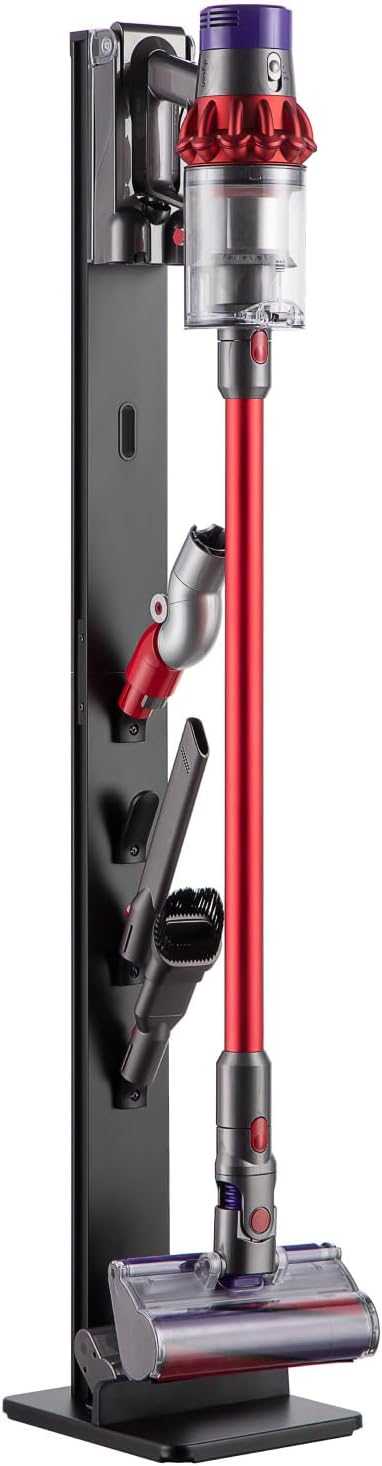 Vacuum Cleaner Stand, Compatible with Cordless Vacuums Dyson Gen5 V15 V12 V11 V10 V8 V7 V6, Floor Vacuum Accessory Holder with 4 Hooks, Metal Storage Bracket Organizer, Black