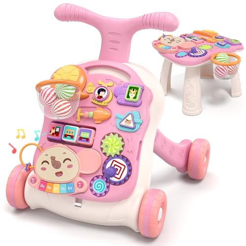 QDRAGON 3 in 1 Baby Walker and Activity Center for Girl, Learning to Walk, Sit to Stand, Early...