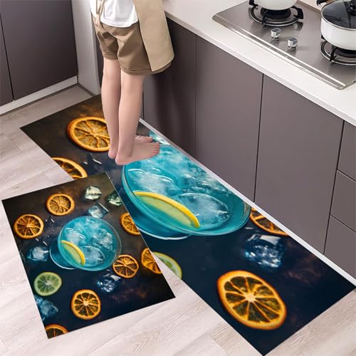 Alfombras de cocina lavables y antifatiga, juego de 2 alfombras acolchadas para el suelo 5