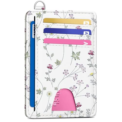 Image of Mayski Slim Wallet, Credit Card Holder for Women, Minimalist Front Pocket RFID Blocking Card Cases, Small Wallet Women Men(Flower)