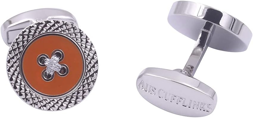 AUSCUFFLINKS Orange Button Cufflinks | Husband Gift for Him Cuff Links for Men | Anniversary Present for Dad