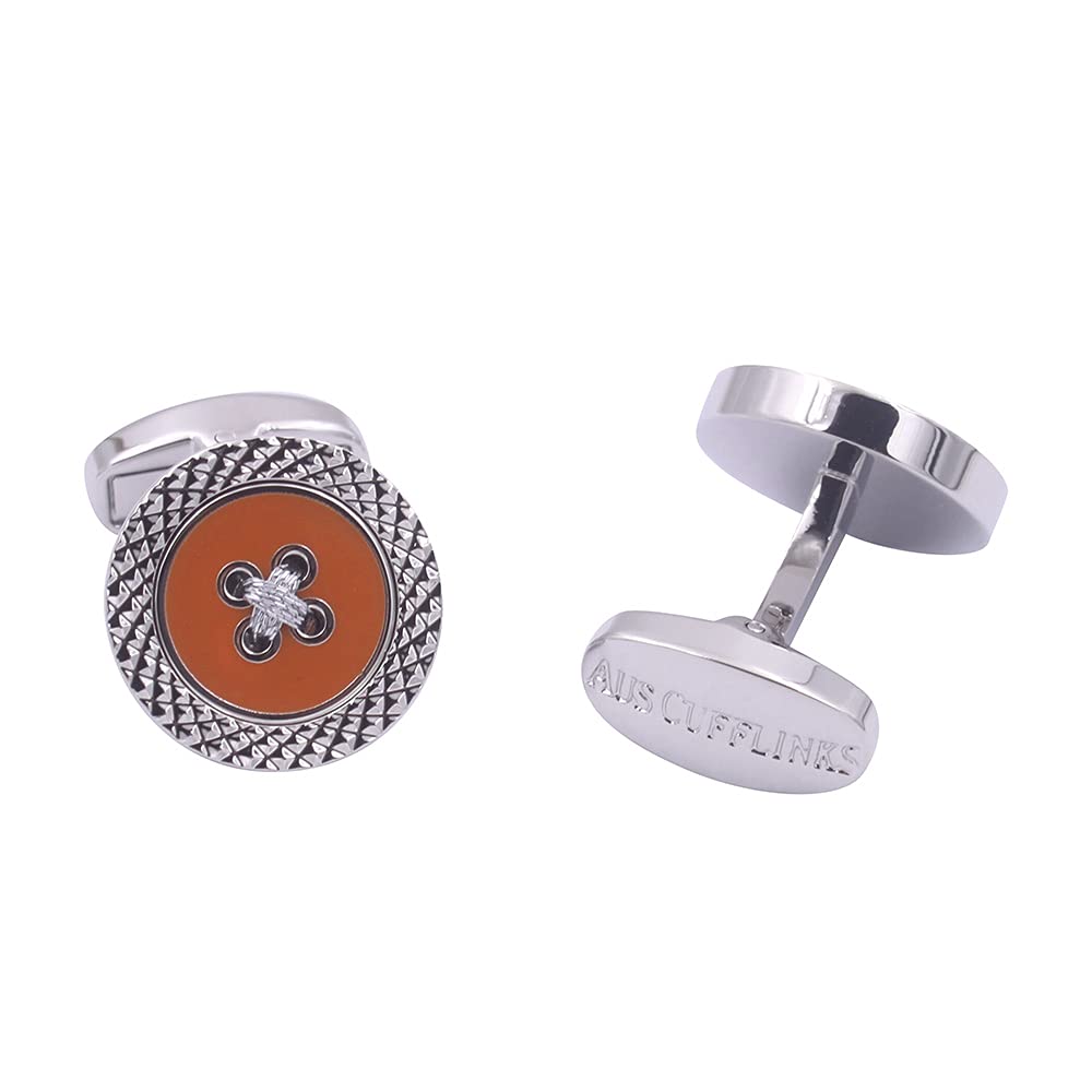 Boutons de manchette orange | Cadeau pour mari pour homme | Cadeau d'anniversaire pour papa