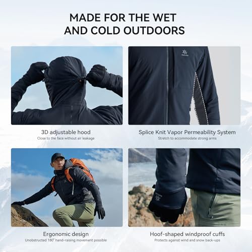 Image of KAILAS Men's Puffer Winter Down Jacket Hooded Packable Lightweight Coat Short Jacket Hiking Ski Travel Primaloft Cotton