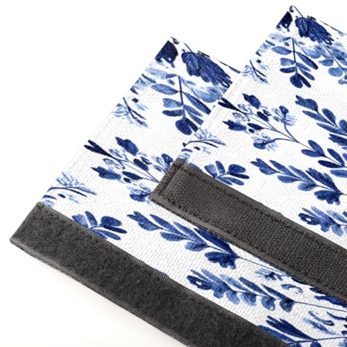 Image of Pardick Refrigerator Door Handle Covers Set of 2 Blue Ethnic Flower Washable Fridge Dishwasher Mocrowave Oven Stove Decor Protector Handle Cover Keep Kitchen Appliance Clean from Food Stains Decorate