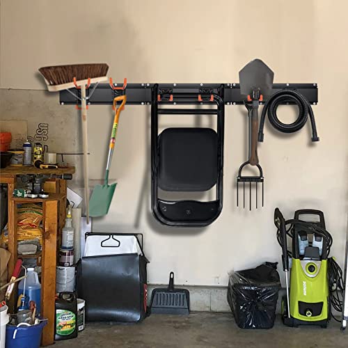 Oududianzi Garden Tool Storage Rack, Garage Tool Organizer Wall Mount, Garden Tool Rack With 6Pcs Heavy Duty Steel Hooks, Holder Wall Mount, Lawn Tool Storage, 48 Inch 3 Rails, Max Load To 500Lbs #TOP2