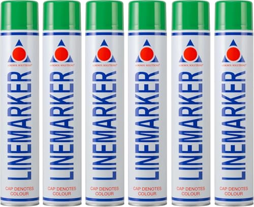 Image of Aerosol Solutions Line Marker Green 26 Oz [Pack of 6] Grass and Road Spray Paint, All Purpose Striping Paint | Perfect for Athletics, Landscaping & Pavements