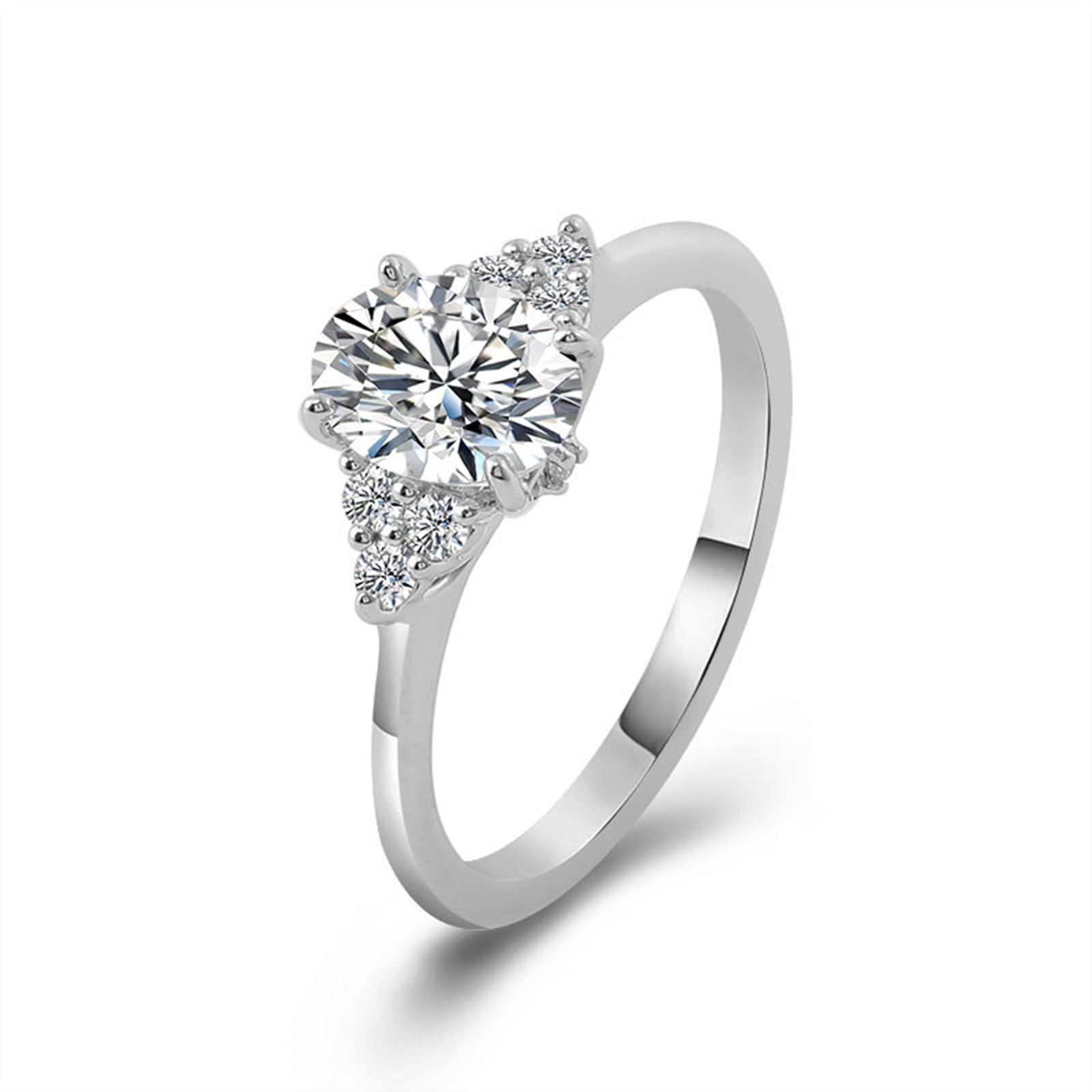 Set di anelli di fidanzamento, 4 griffe, con moissanite da 1 carato, in oro bianco 9 carati, regalo per anniversario di matrimonio