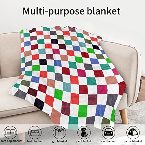 Biapian Checkered Throw Blanket, Flannel Fleece Plaid Bed Blankets Colorful Checkerboard Blanket Comfort Soft Cozy Fuzzy Bed Best Gift Blanket For Couch Sofa Bedroom Adults Kids (50"X60") #TOP3