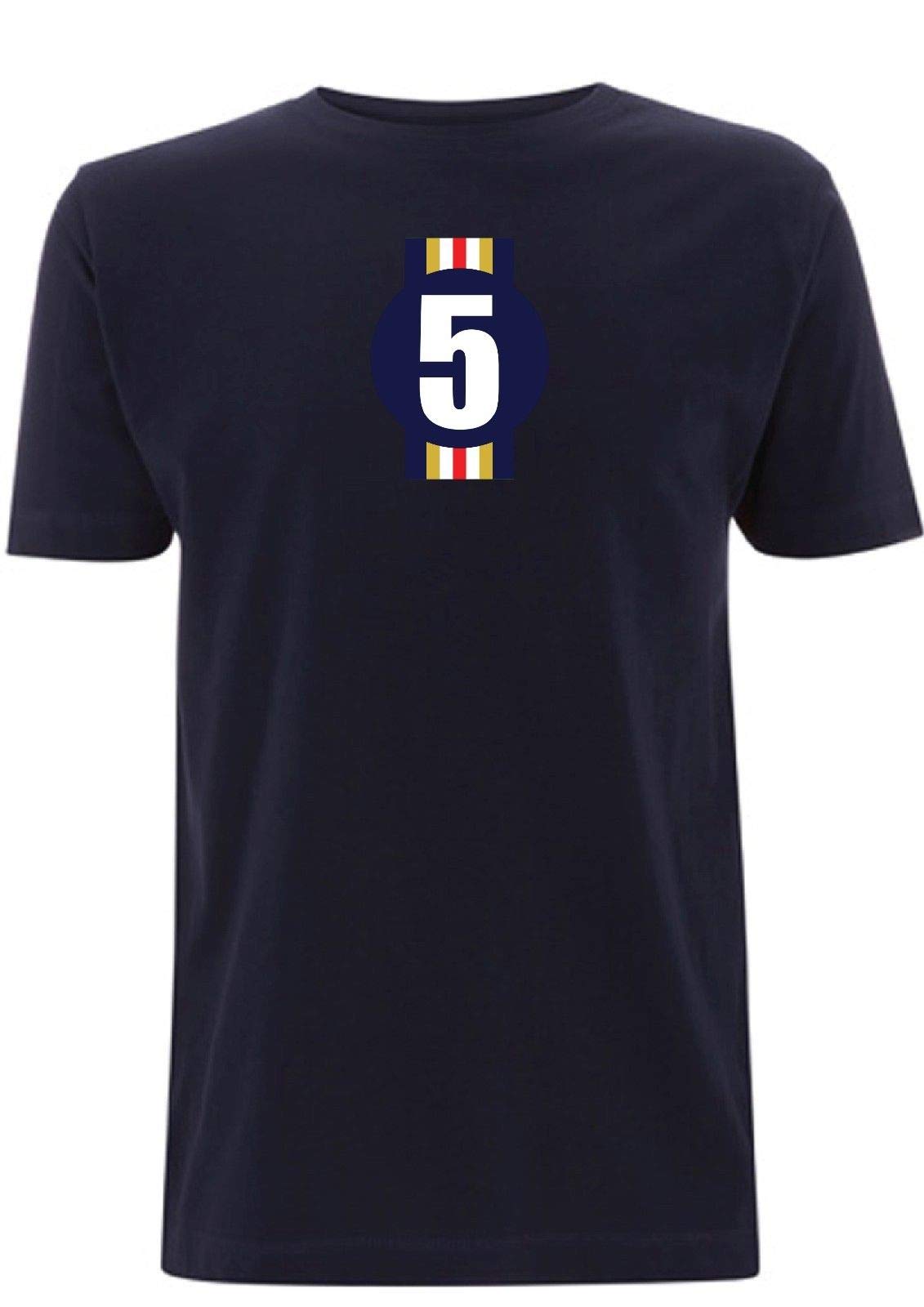 Damon Hill Number 5 Men's T-Shirt Racing No Five 1996 F1 World Champion Williams Formula One 1 (Large, Navy Blue)