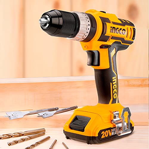 Image of INGCO CIDLI 2002 Lithium-ion Impact Drill Cordless 18+1+1 Torque Settings 22500 /min Impact Rate 2.0 Ah Battery 2 Speed Gear CR-V Bits Compact Kit for Home Improvement & Industrial Use