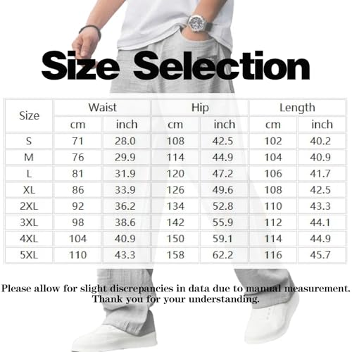 Mokaloha Mens Pants, Pacificozy Men's Casual Hemp Embroidered Logo Comfortable and Breathable Elastic Waist Trousers2