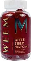 Vista 1 de Gomitas de vinagre de sidra de manzana WEEM - ACV natural, vegano con ácido fólico - Sin gluten - Vitamina B12 - Suplemento premium