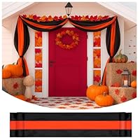 LinaGarten Fall Bunting Thanksgiving Day Décor Autumn Banner Halloween Bunting Flag- 3 Stripe Orange & Black Bunting Flags Trick or Treat Decor Outside Wall Garden Porch Indoor Home - 24\" x 240\"