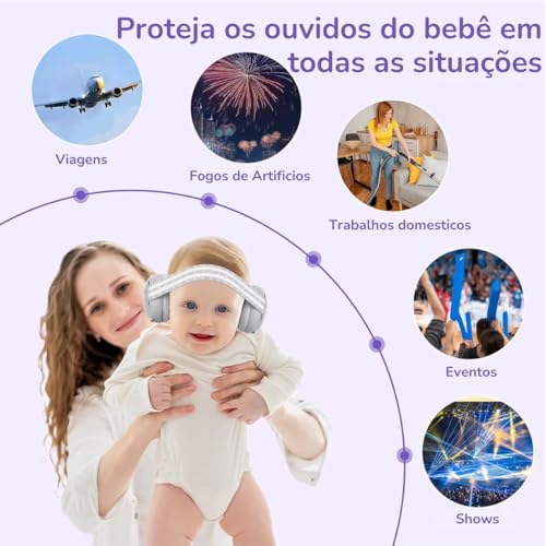 Protetores de ouvido infantis confortáveis bebês autismo (Cinza)