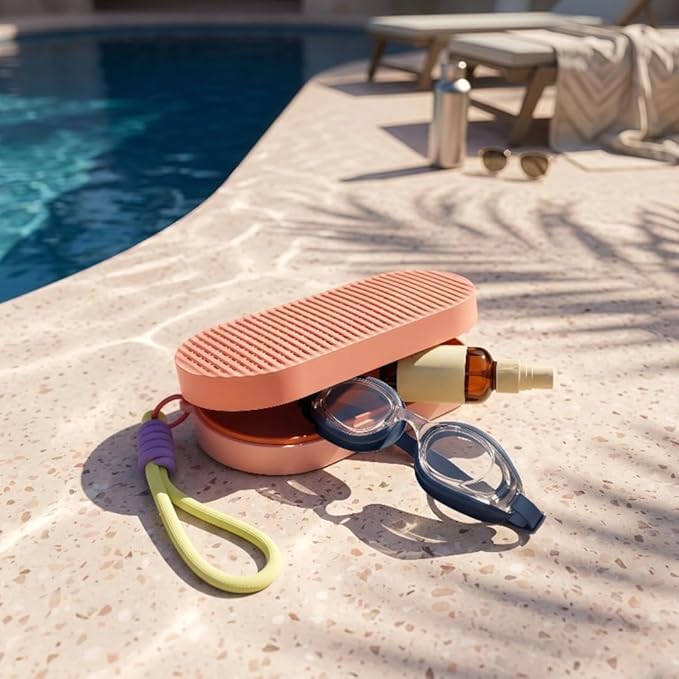 Image of First Lens Swimming Combo Kit Set with Black Swim Goggles & Swim Case for Men & Women - Peach Case & Black Goggle