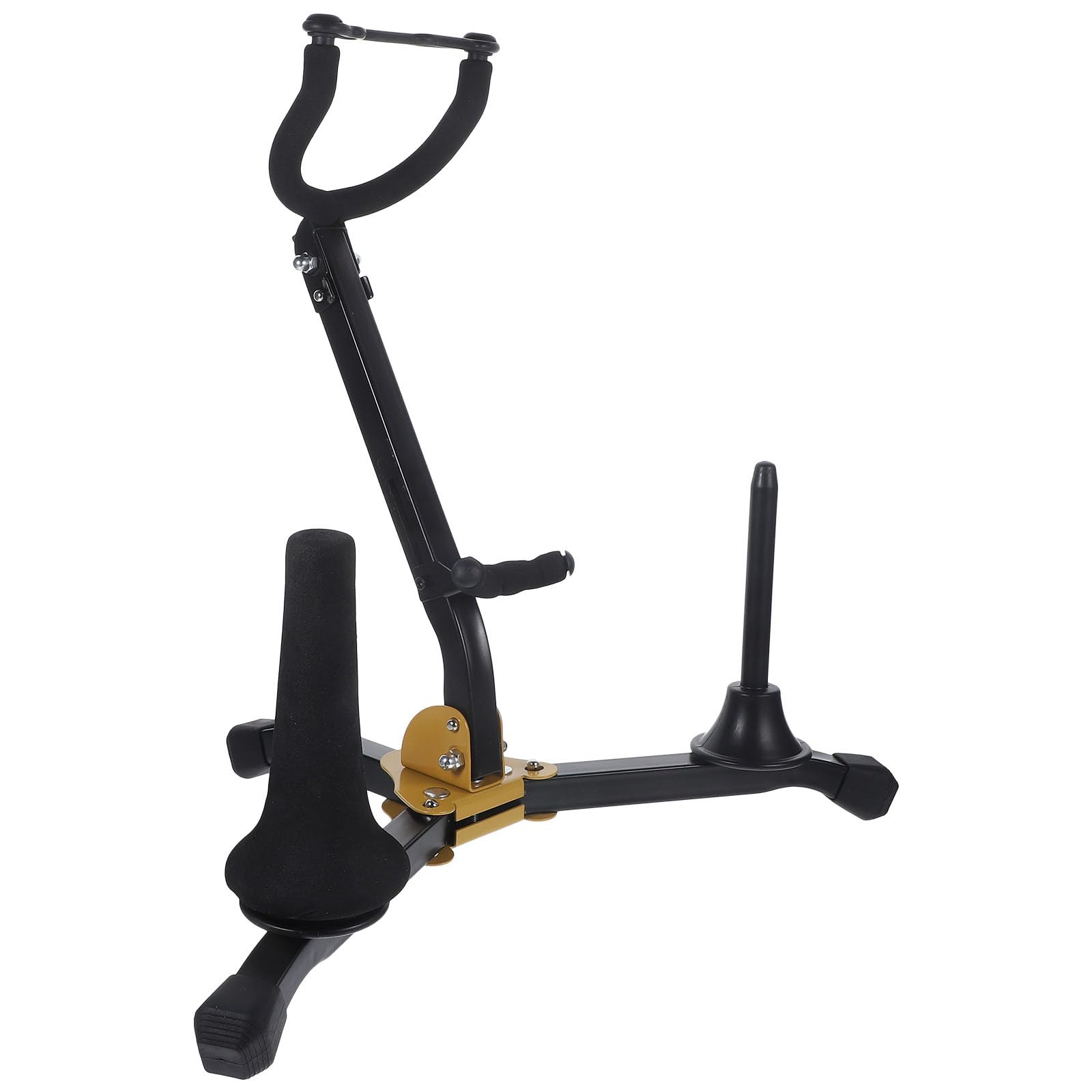 MAGICLULU Supporto per Sax Alto e Clarinetto Nero Pieghevole in Ferro e Abs Resistente per Uso su Tavolo e Pavimento, Design Stabile e Compatto per Musicisti