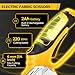 WODHMIEY Electric Scissors Cordless Rechargeable Cutting Tool SK5 Blade Safety Dual Switch LED Light USB-C Fast Charging Handheld Shears for Cardboard Fabric Leather DIY Crafting Sewing (Yellow)