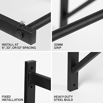 Titan Fitness Ceiling & Wall-Mount Pull-Up Bar, 52 Long x 32mm Smooth Grip, 500 LB Capacity, Home & Garage Gym Chin-Up & Upper Body Training Station