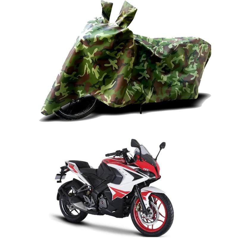 Image of 100% Water Resistant Bike Scooty Two Wheeler Body Cover Compatible For Bajaj Pulsar RS200 ABS /UV-Rays /Heat Protection /Birds Dropping /Scratchproof /Dust proof /Waterproof /All Varient[Green MJ]