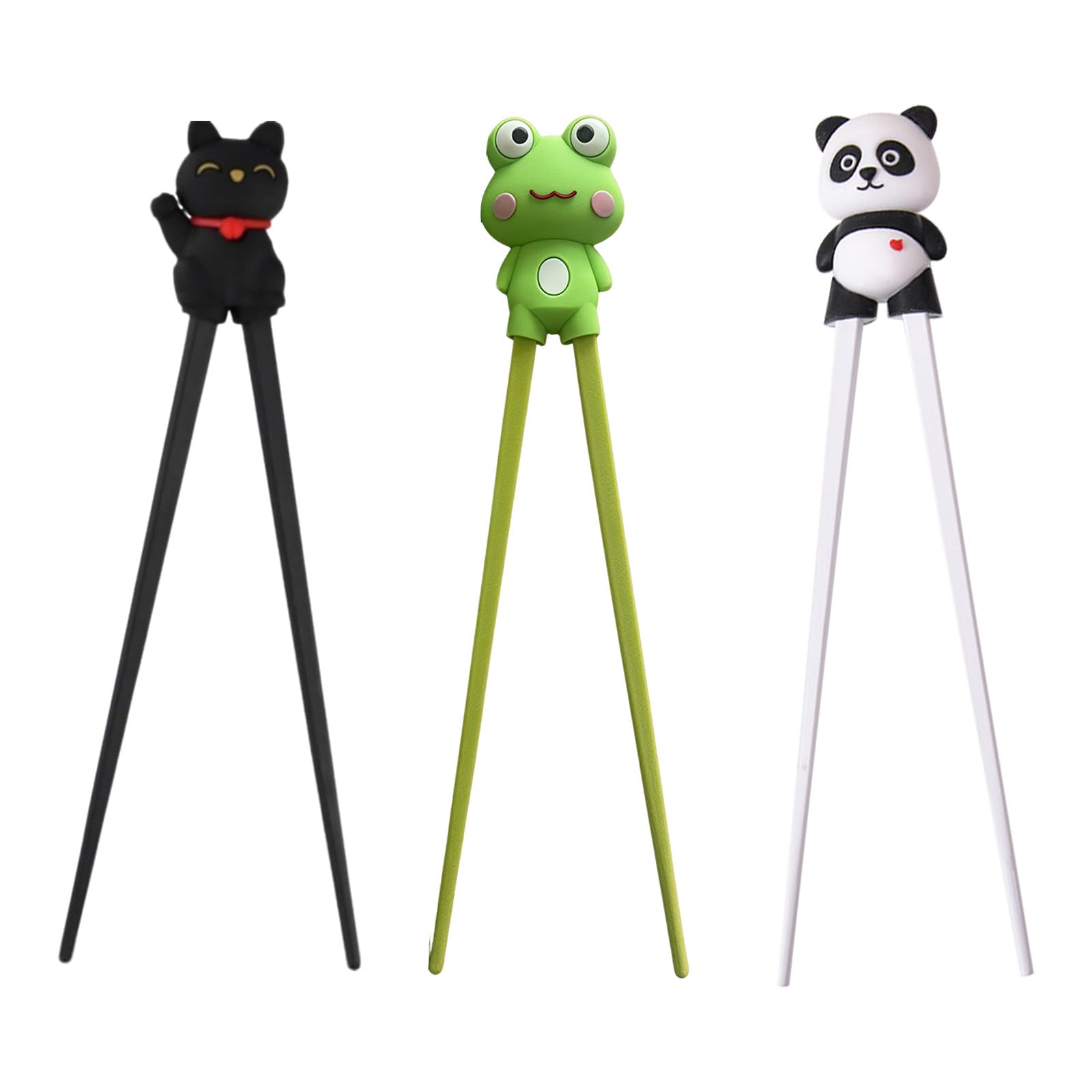 3 PairsTraining Chopsticks for Beginners, Rebound Beginner Chopsticks, Reusable Non-Slip Heat-Resistant Learning Chopstick Silicon, Cute Lucky Cat / Panda / Bear Design