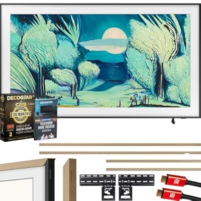 Samsung QN55LS03FA 55" The Frame QLED 4K AI TV (2025) Bundle with Modern Teak Bezel, CPS 26 Month Protection, Slim Flat Mount, 2X HDMI Cables & Deco Gear Complete Home Theater Beginner's Guidebook