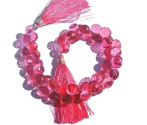 Quartz rose rubellite AAA perles briolettes taillées pour haute joaillerie