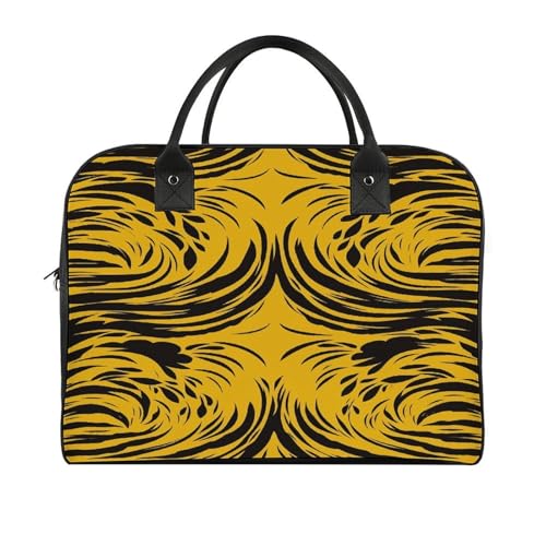 Bolso Tote amarillo mostaza y negro con cremallera y correa ajustable miniatura 3