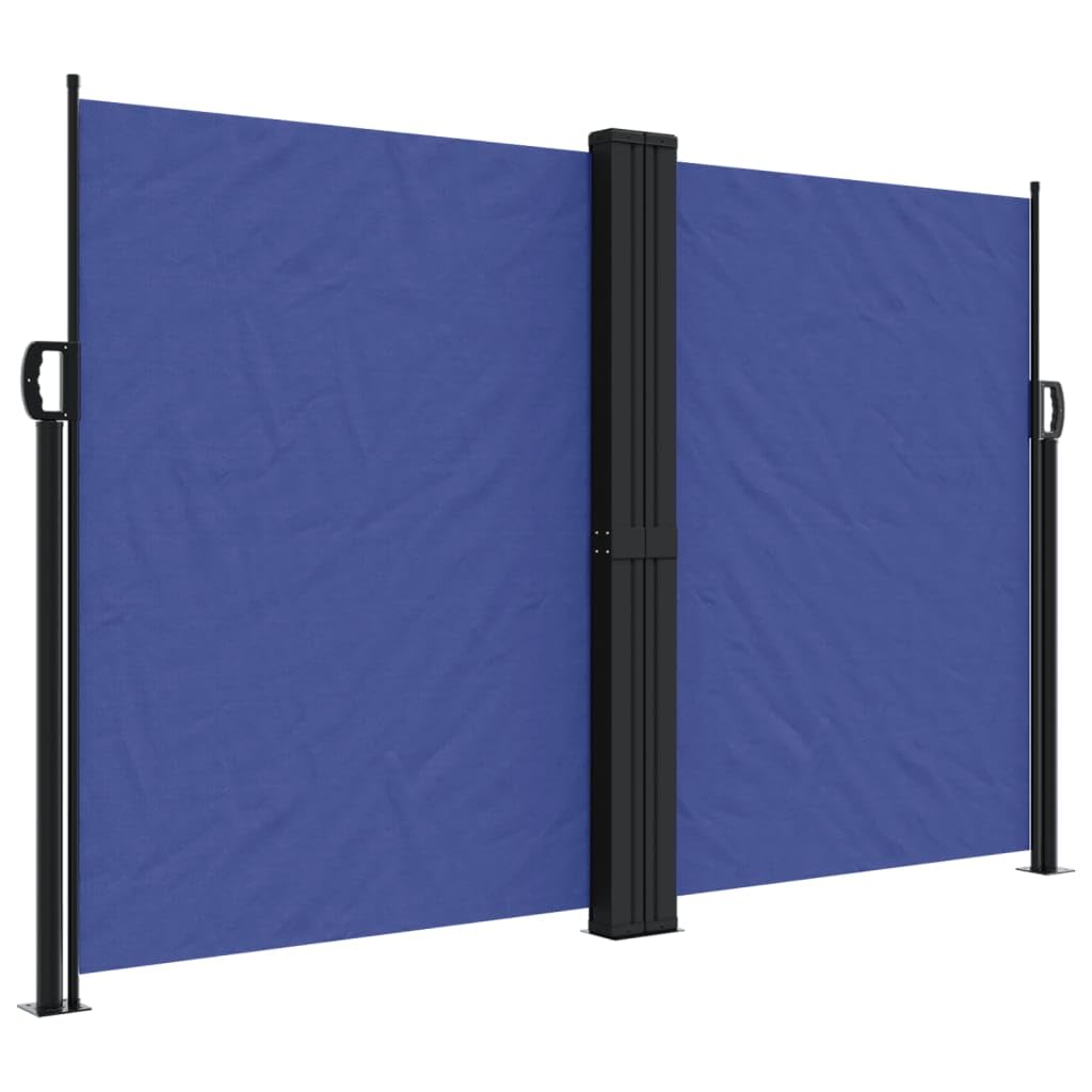 Seitenmarkise Ausziehbar 160x600 cm Blau Sonnensegel für Balkon Terrasse Garten Robustes Polyester mit PU Beschichtung Moderner Outdoor Sichtschutz für Wohnmobil Wohnwagen oder Gartenzaun