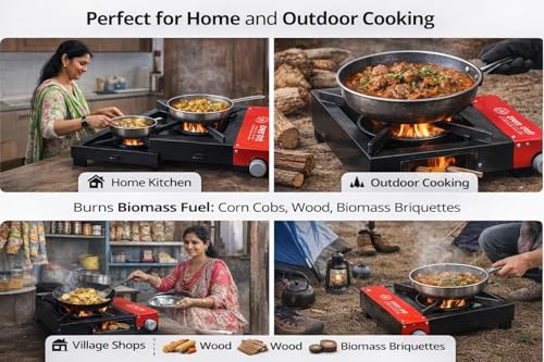 Image of उज्वला शेगडी Jumbo Shegadi Smokeless Wood & Coal Stove | Lakud Kolsa Chul for Indoor & Outdoor Cooking | Biomass Stove | Heavy Duty Strong Build