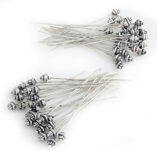 Ecloud Shop 50 Antique Tibetan Silver Tone 55mm Head Pins Needles Fashion