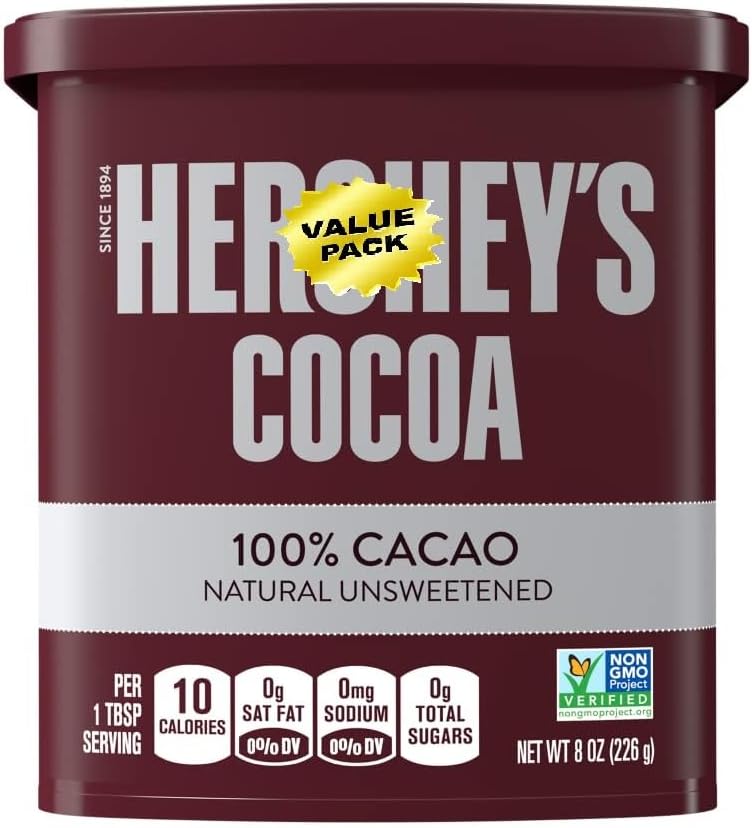 Cacao Natural Unsweetened Cocoa Powder Can, 8 oz Pack of 2 - Perfect for Baking & Smoothies, Non-GMO, Certified Gluten-Free, 226G Value Pack of 2 Cans (16 oz)