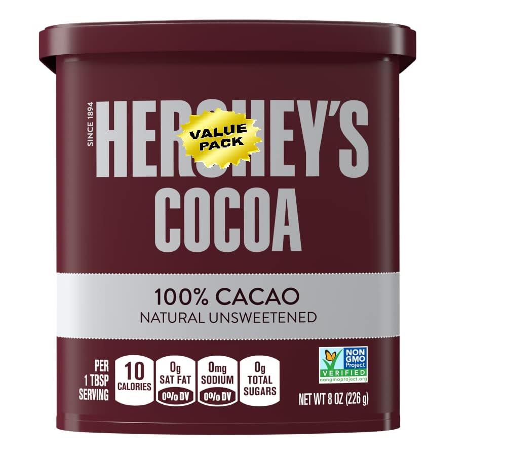 Cacao Natural Unsweetened Cocoa Powder Can, 8 oz Pack of 2 - Perfect for Baking & Smoothies, Non-GMO, Certified Gluten-Free, 226G Value Pack of 2 Cans (16 oz)