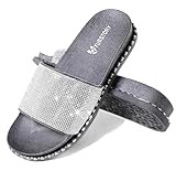 Fur Story Womens Slides House Slippers Rhinestone Glitter Slides Cute bling Flat for Women Platform Sandals Cozy Bedroom Slippers Shower Shoes