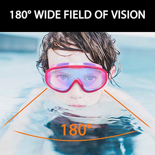 Young4us 2 Pack Kids Swim Goggles, UV Protection, Anti Fog Swimming Glasses for Children from 3 to 15 Years Old, Black/Green & White/Pink/Purple,