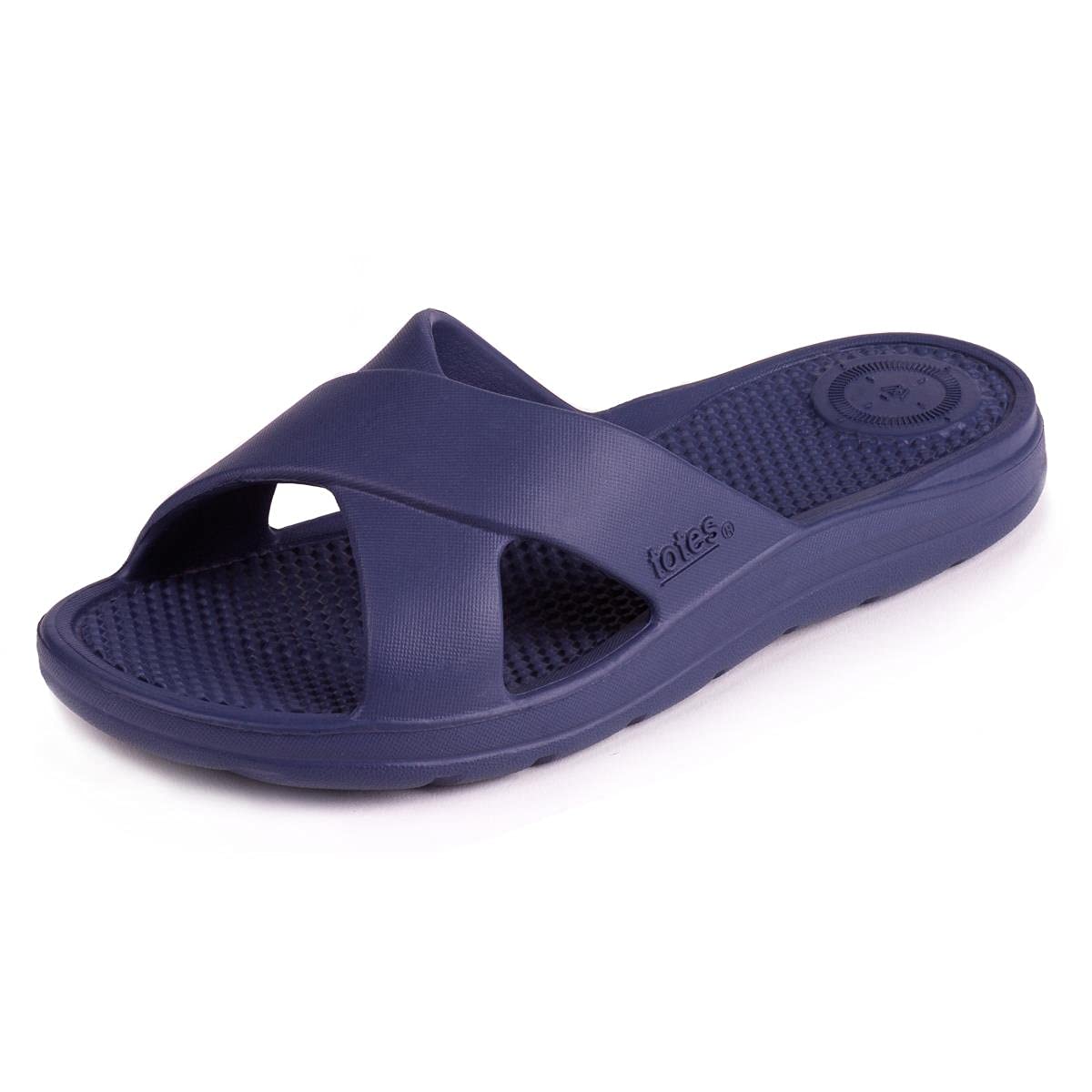 totes® SOLBOUNCE  Ladies Cross Slide Navy UK Size 8