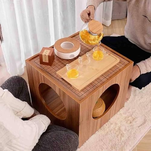 Tavolo da Tavolo a Scacchi 43x43cm, Tavolino in Legno 2-in-1 con stoccaggio, Tavola da Gioco a Doppio Lato per Soggiorno, Tavola Laterale Bassa compatta per Scacchi, Xiangqi, Rilassamento