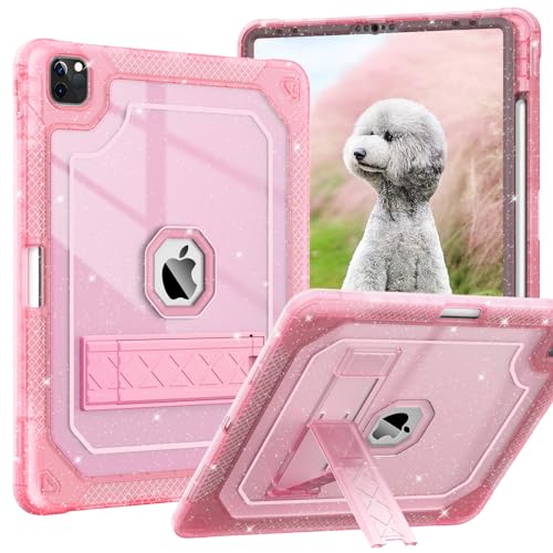 ZoneFoker for iPad Pro 12.9 Case 6th/5th/4th/3rd Generation 2022/2021/2020/2018 12.9 Inch iPad Pro Case Cover with Pencil Holder Pink Glitter