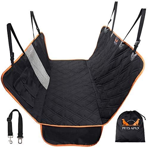 Dog Car Seat Covers with Mesh Window, Heavy Duty Scratchproof Nonslip Waterproof Machine Washable Backseat Cover for Dogs, Pet (Orange)
