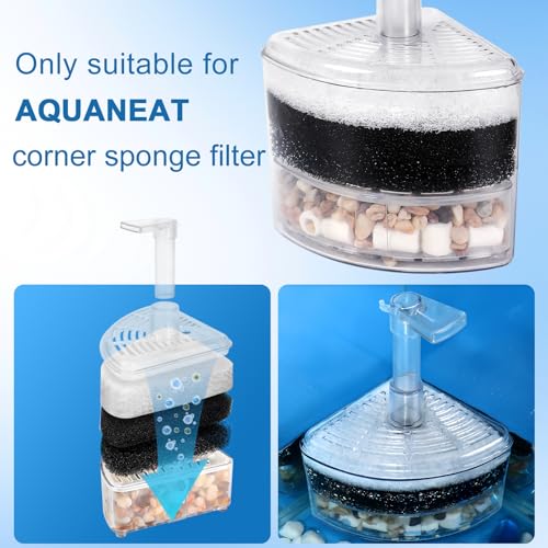 Image of AQUANEAT 6 Pcs Replacement Filter Pads for Corner Aquarium Sponge Filter