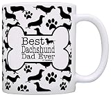 Dog Owner Gift Best Dachshund Dad Ever Paw Pattern 11oz Ceramic Coffee Mug Tea Cup White