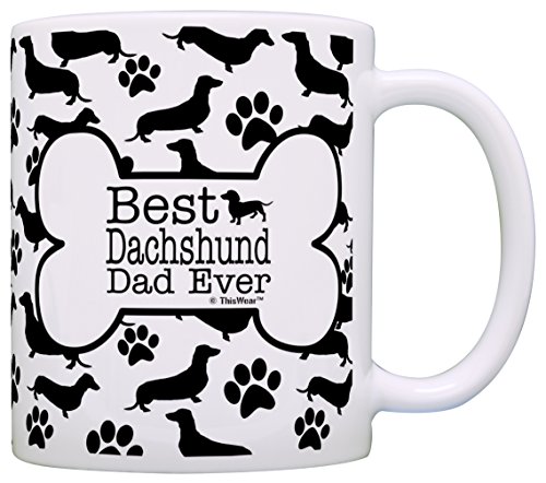 Dog Owner Gift Best Dachshund Dad Ever Paw Pattern 11Oz Ceramic Coffee Mug Tea Cup White #TOP20