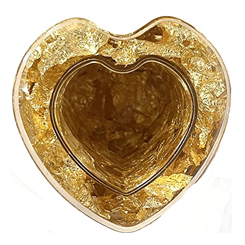 Image of AUGEN Pen Stand Decorative Heart Gold Flake Design Stationery Holder | Gift Item | Table Top Decor (9854)