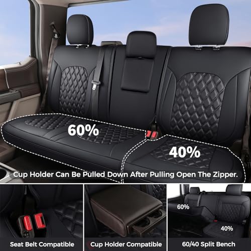 Huidasource Wrangler JL Seat Covers 4 Door, Wrangler Leather Seat Covers Full Set, Waterproof Seat Cushion Covers Fit for Jeep Wrangler JL 4-Door 2018-2026 with Rear Cupholder (Full Set/Black) by Huidasource - Used condition - Image 3