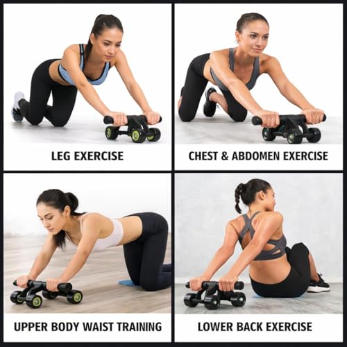 Image of LEAFED 4-Wheel Ab Roller Wheel for Home Gym - Core Strength & Abs Workout Equipment, Non-Slip Handles, Heavy-Duty Abdominal Trainer for Men & Women, All Fitness Levels