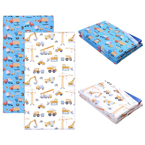 JISEN 2 Pcs Kids Nap Mat Cover for Boys Girls Soft 47 x 22 Inch Nap Mat Sheet for Preschool Daycare Kindergarten Rest Pad Cover with Sewn in Flap Trucks