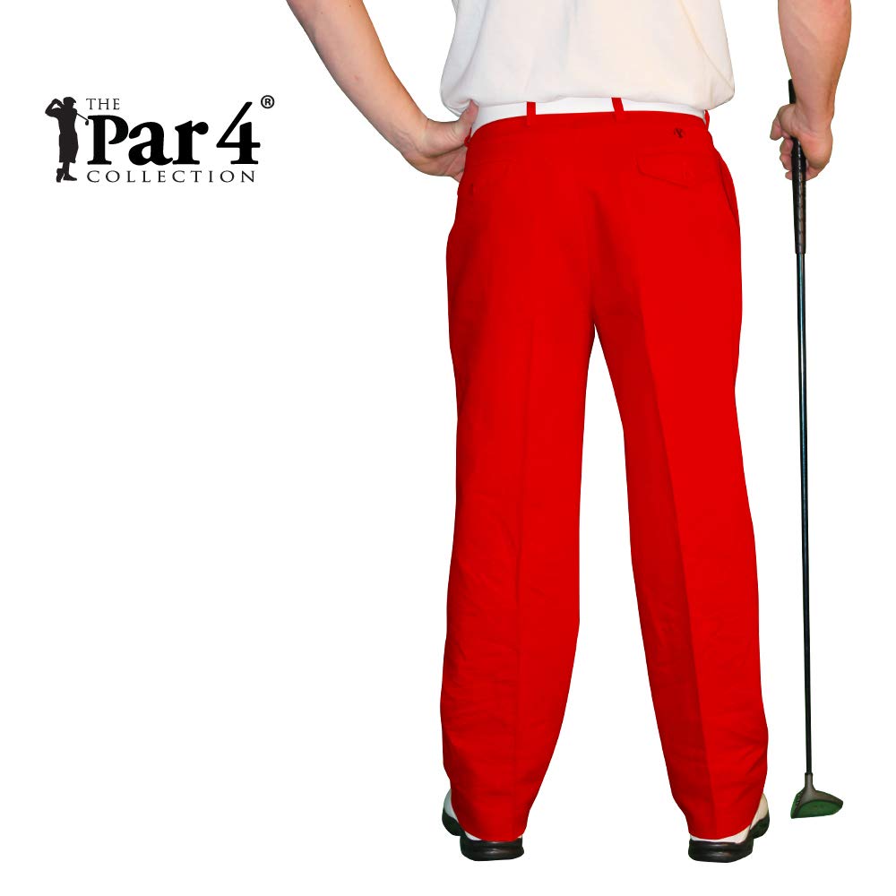 Red Golf Trousers - Mens 'Par 4' Cotton - 36