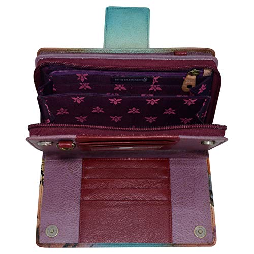 Image of Anuschka Women's Leather Wallet - Hand-Painted Genuine Leather Wallet with RFID Protection - 1149, Free Spirit