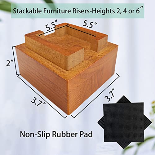 Kasiden Wood Bed Risers 2 Inch, Furniture Risers, Stackable Bed Lifts Heavy Duty Risers For Sofa, Table, Couch Chair (Set Of 4 Riser, Brown) #TOP2