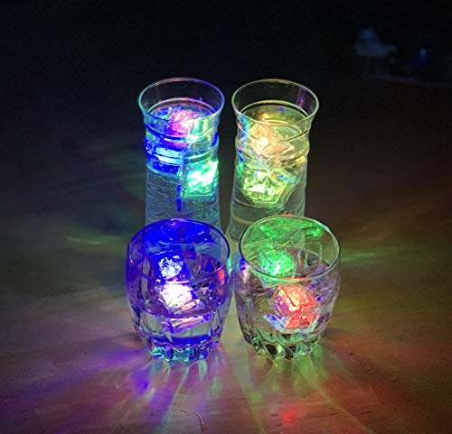 Light up LED Ice Cubes Water-Activated Flashing Multicolored 12 Pack
